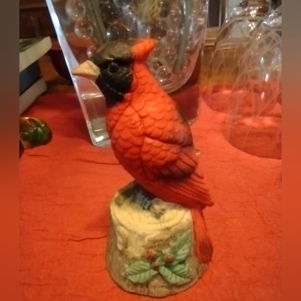 Red Cardinal Bird Ceramic Bisque Bell